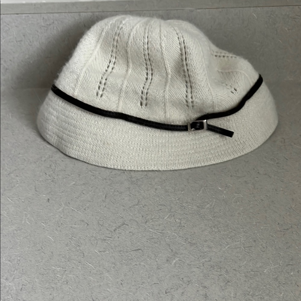 Banana Republic White Knit Hat with Black Trim